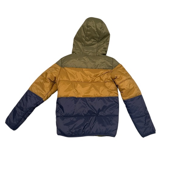 Falls Creek Boy’s 5 Puffer Jacket Coat Color Block Hood Blue Green Gold NWT - Picture 4 of 8